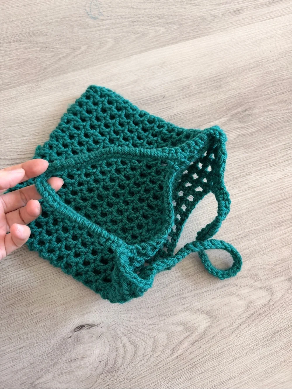 Handmade Emerald Green Crochet Mini Tote Bag